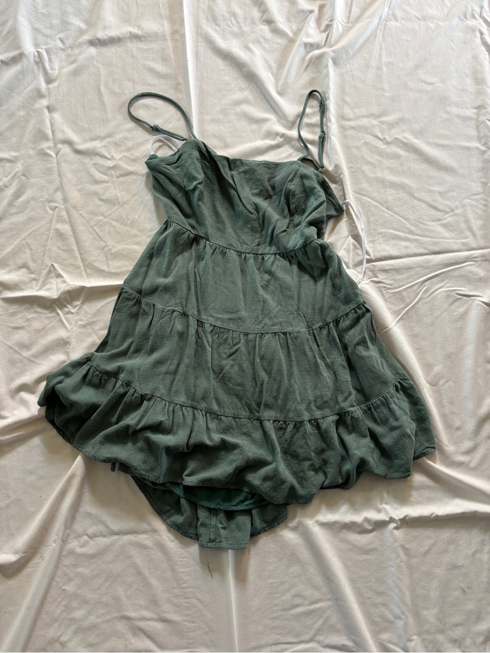 Women's Olive Green Tiered Dress